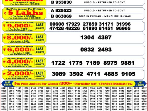 Punjab State Dear 200 Monthly Lottery Result 01/08/26